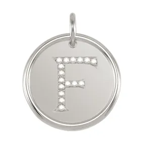 .08 Ctw G-H, I1 Diamond Initial 17mm 14k White Gold Pendant Letter F