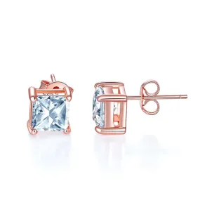 1 Ct Princess Cut Created Zirconia Stud Earrings 925 Sterling Silver Rose Gold Plated MXFE8153