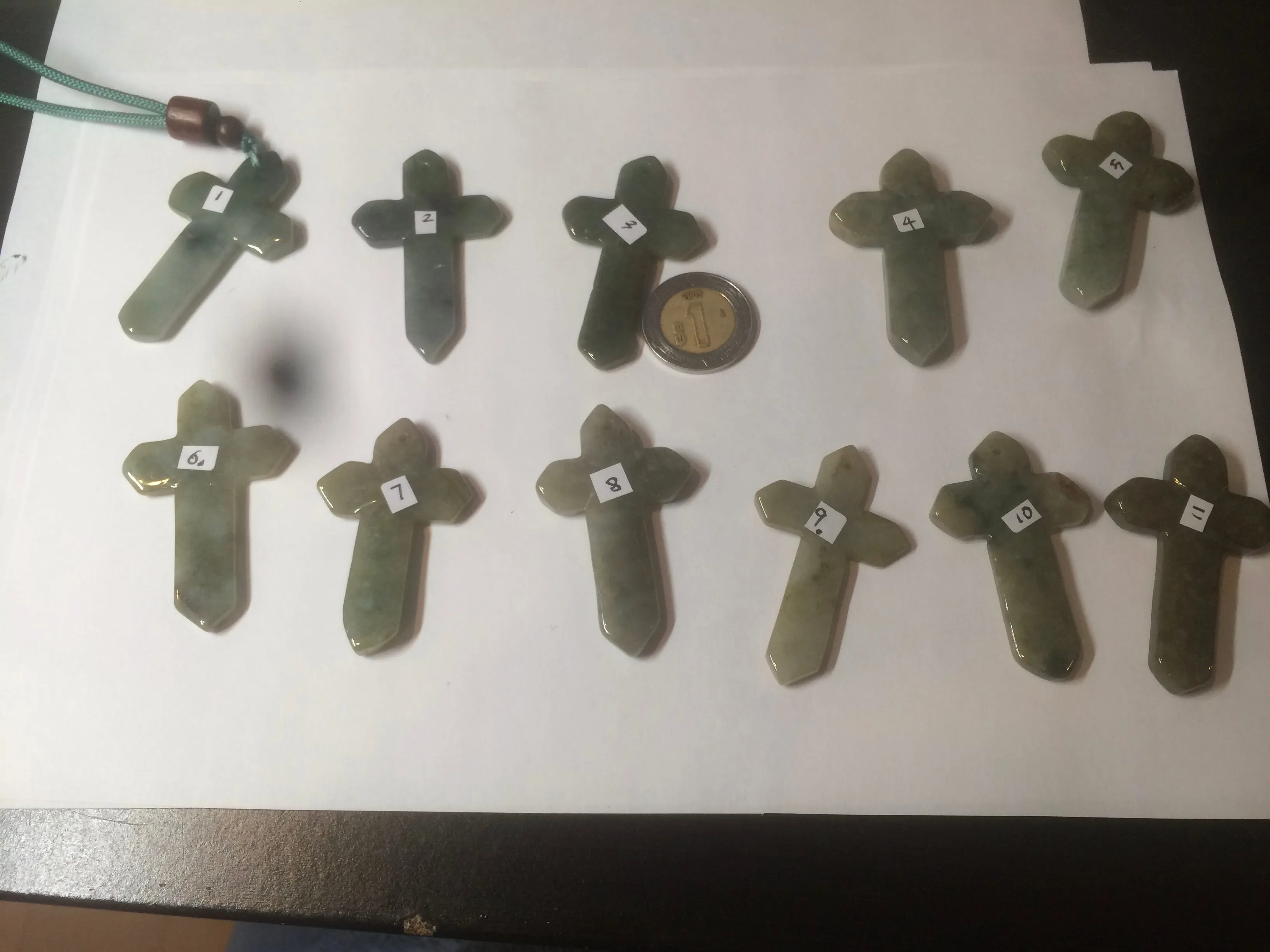 100% Natural type A yellow/white/gray/dark green jadeite Jade Hand-held cross or cross pendant necklace AF47