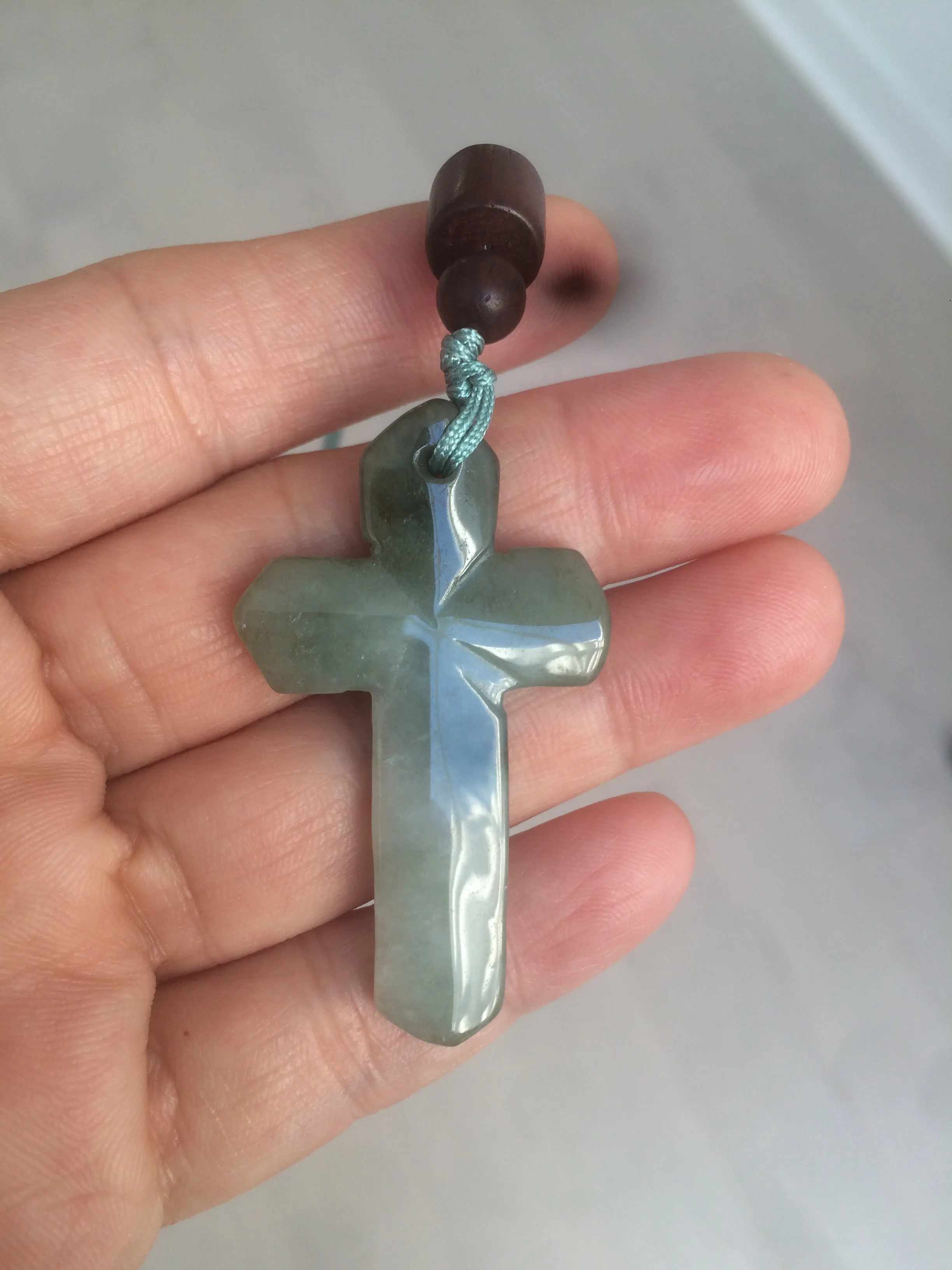 100% Natural type A yellow/white/gray/dark green jadeite Jade Hand-held cross or cross pendant necklace AF47