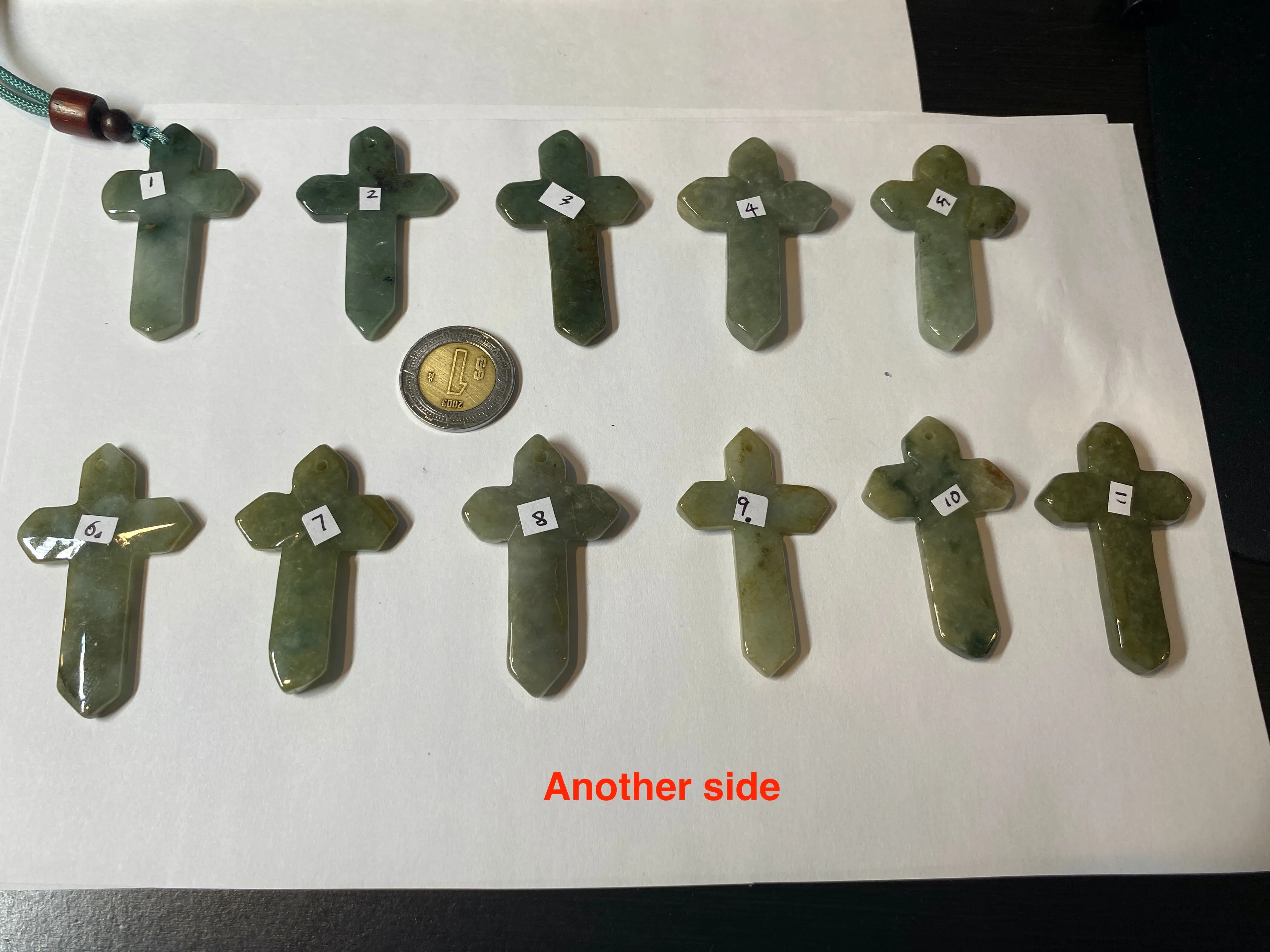 100% Natural type A yellow/white/gray/dark green jadeite Jade Hand-held cross or cross pendant necklace AF47