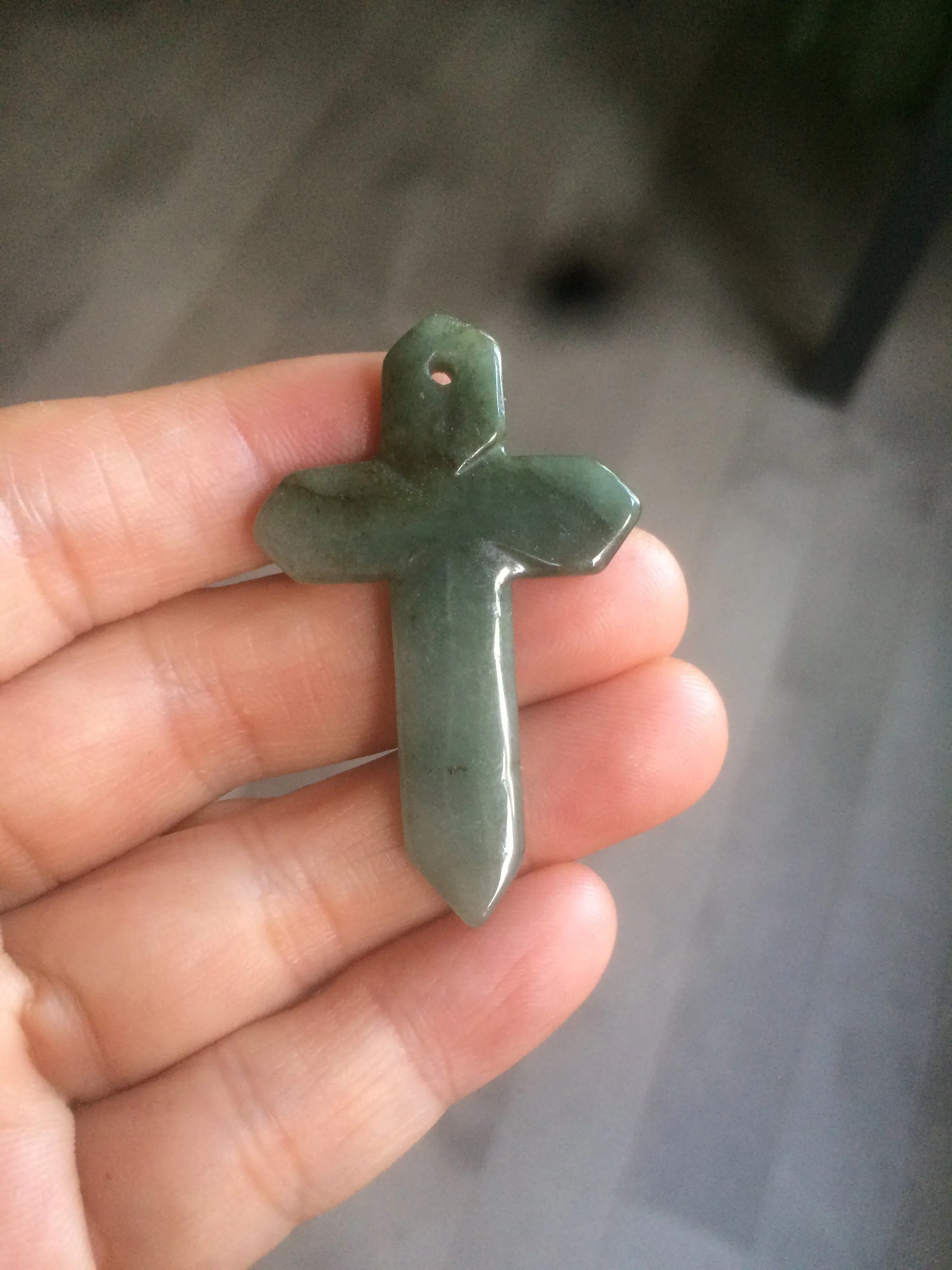 100% Natural type A yellow/white/gray/dark green jadeite Jade Hand-held cross or cross pendant necklace AF47