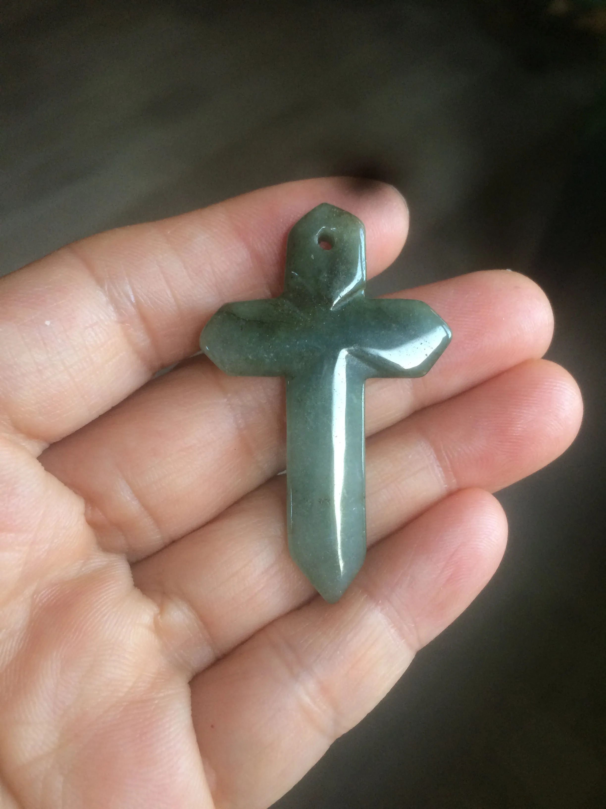 100% Natural type A yellow/white/gray/dark green jadeite Jade Hand-held cross or cross pendant necklace AF47