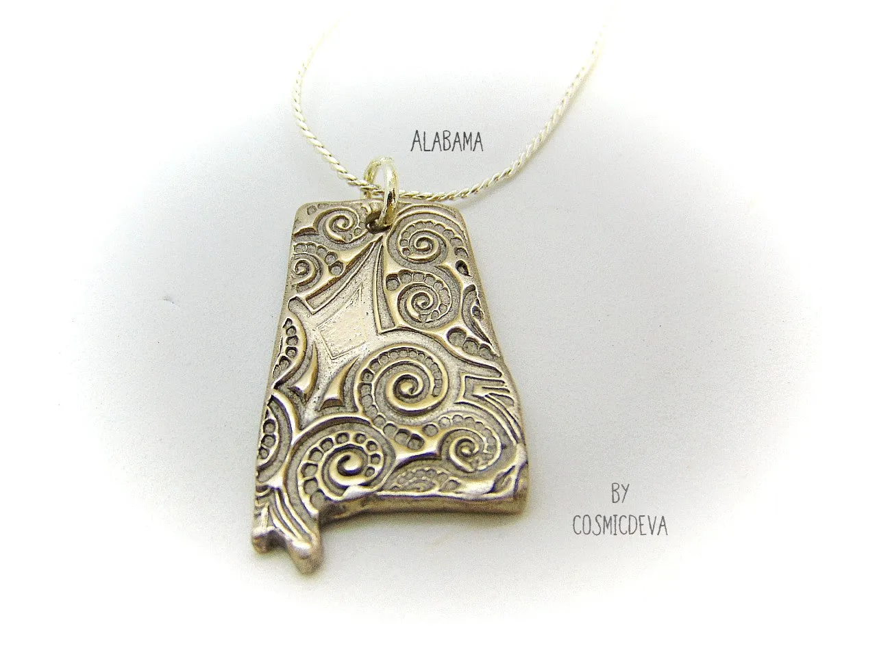 1153 Alabama State Silver Bronze Necklace