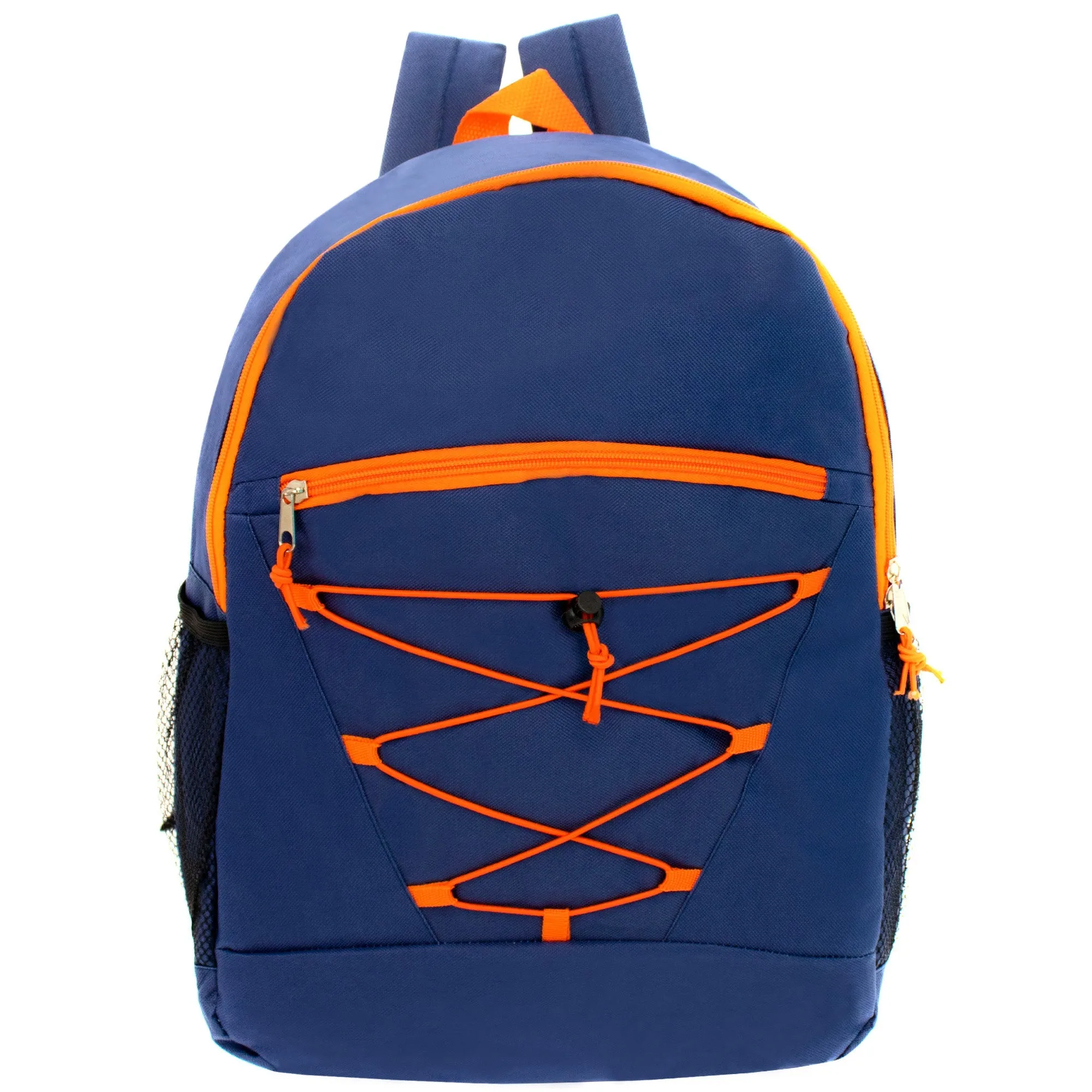 12 Wholesale 17" Bungee Backpacks in 6 Colors & 12 Bulk School Supply Kits of Your Choice