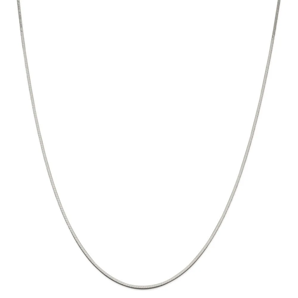 1.25mm, Sterling Silver Square Solid Snake Chain Necklace