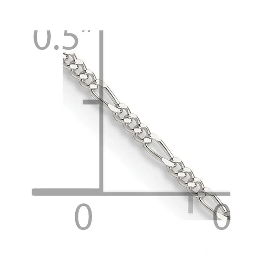 1.2mm Sterling Silver Solid Figaro Chain Necklace