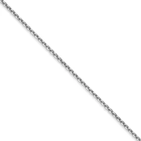 1.3mm 10k White Gold Solid Diamond Cut Cable Chain Necklace