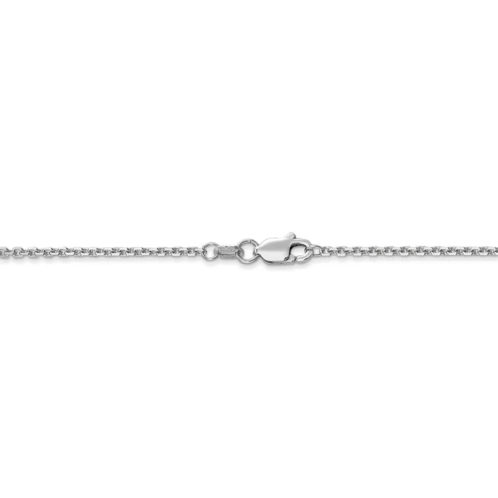 1.3mm 10k White Gold Solid Diamond Cut Cable Chain Necklace