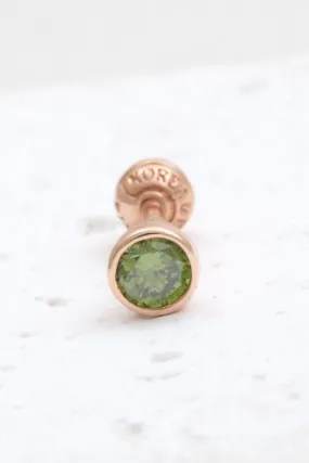 14K 18K Solid Gold 0.1ct Genuine Green Diamond Bezel Cartilage Tragus Helix Piercing