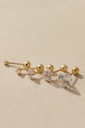 14k Gold Cubic Pendant Barbell Ear Stud Piercing