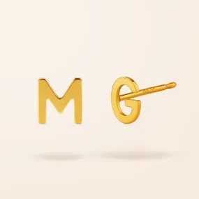 14K Gold Mini Initial Stud Earring