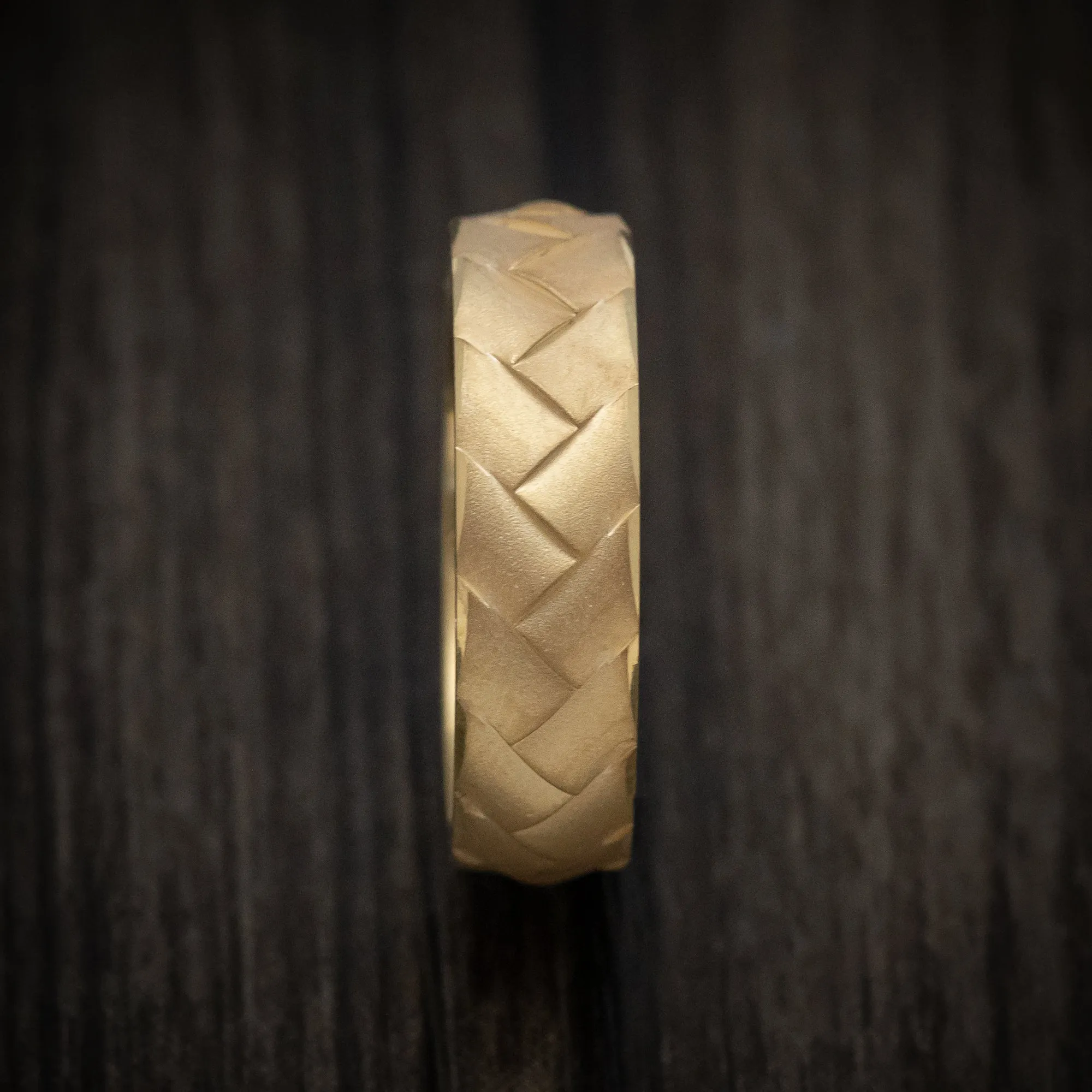 14K Yellow Gold Men's Ring Weave Pattern Band