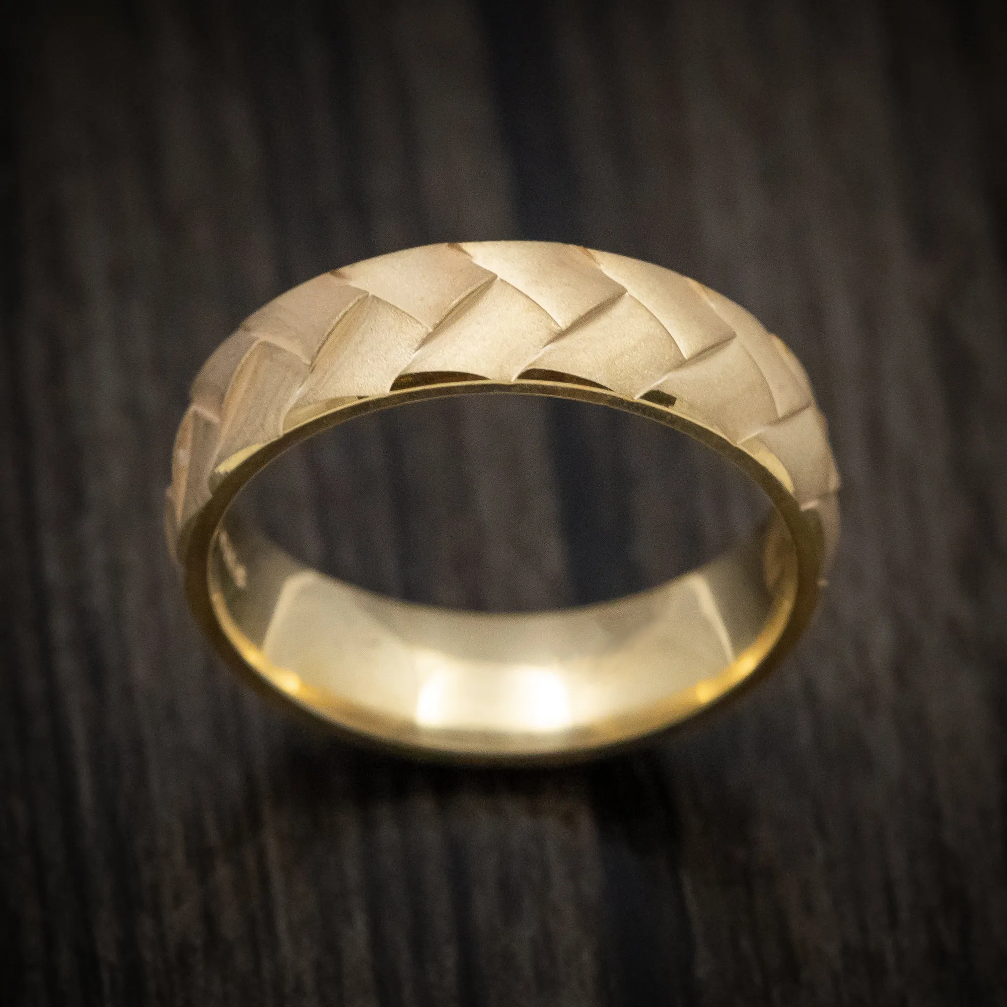 14K Yellow Gold Men's Ring Weave Pattern Band