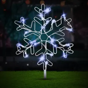 17 LED Solar Silhouette Snowflake Stake White (32cm x 27cm 1.9m)