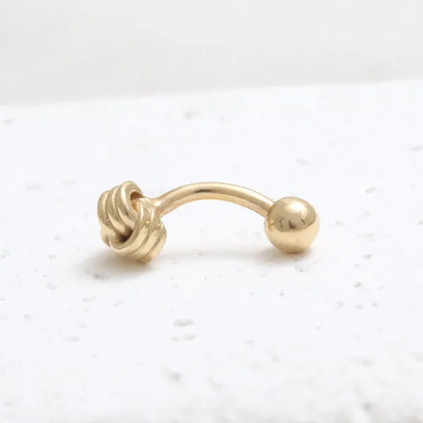 18K 14K Solid Gold Snug Rook Eyebrow Navel Daith Banana Curved Earring Barbell Piercing