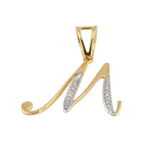 18K solid Yellow gold natural diamonds M letter with IGI Certificate FREE chain