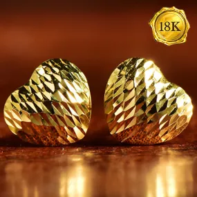 18KT SOLID GOLD HEART SHAPED EARRINGS STUD