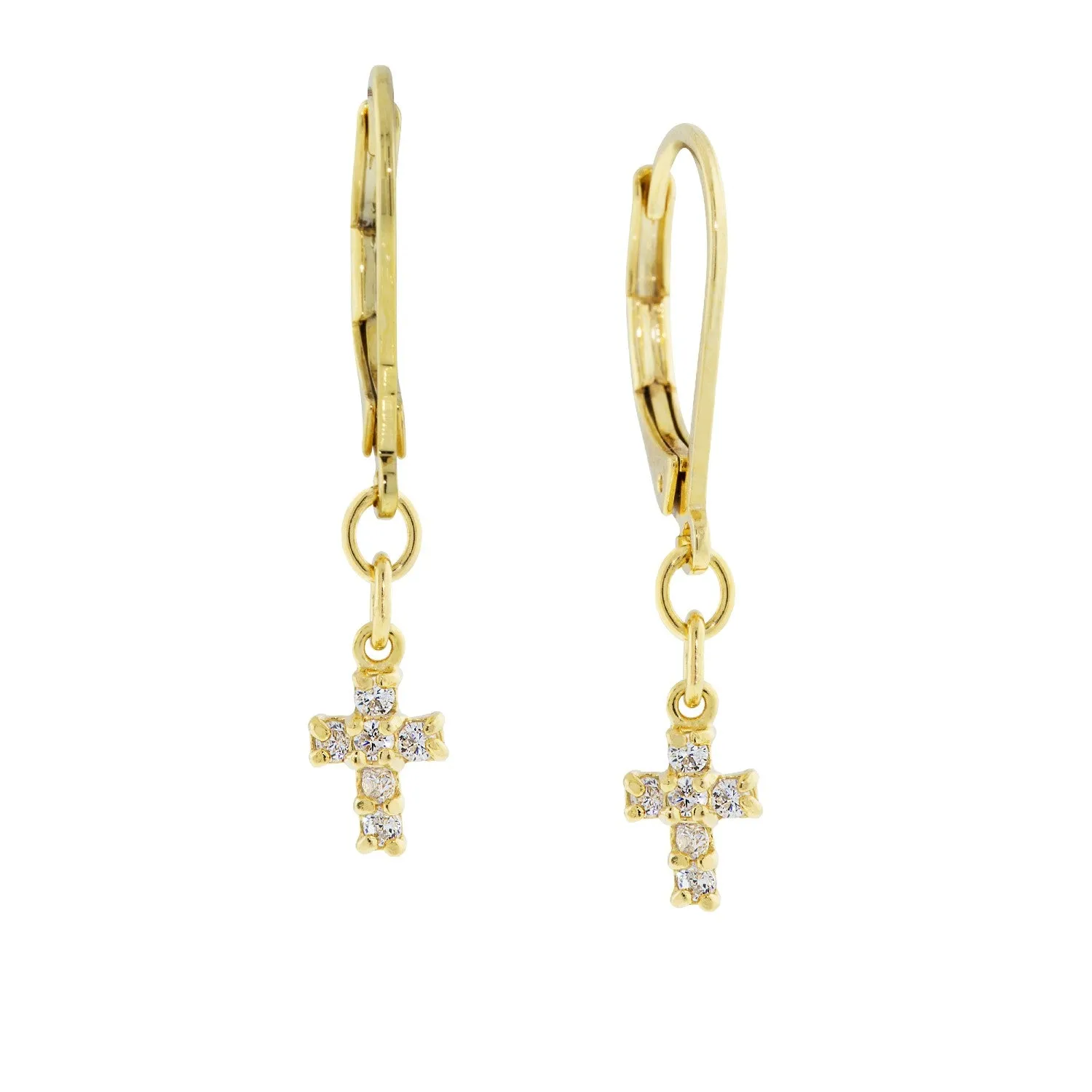 1928 Jewelry Cubic Zirconia Petite Cross Drop Earrings