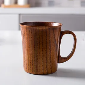 1PC Wooden Cups Coffee Beer Mug Teacups Classic Wood Cups & Mugs with Handgrip 2 Designs Home Office Mug Wood Utensils Gift Cups