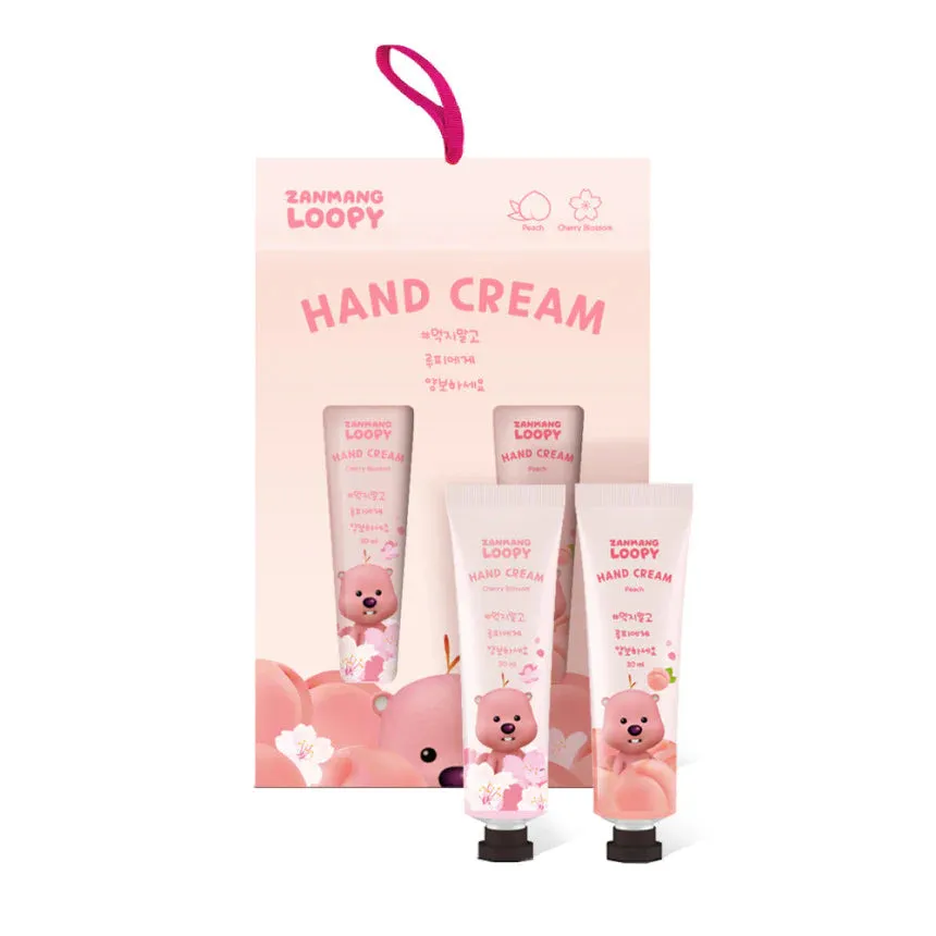 2 SET Zanmang Loopy Character Hand Creams Cute Small Gifts 30ml 2 pieces Peach Cherry Blossom Scent