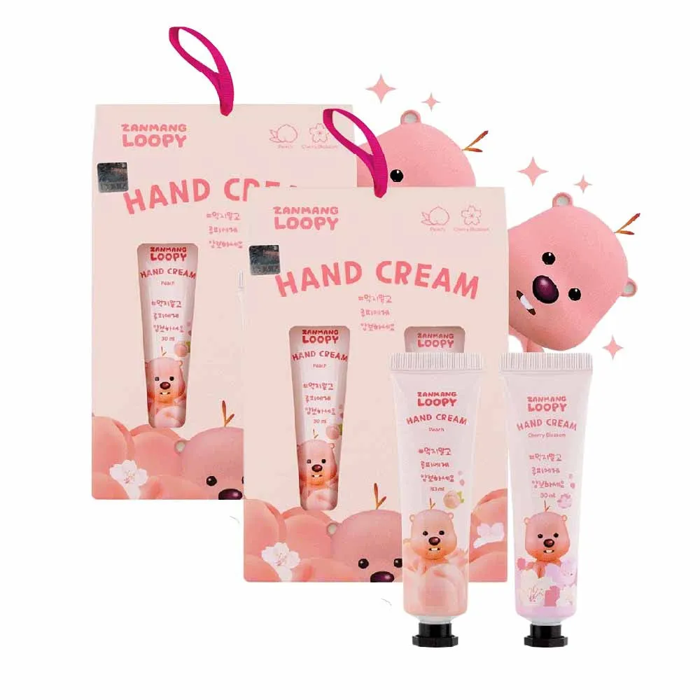 2 SET Zanmang Loopy Character Hand Creams Cute Small Gifts 30ml 2 pieces Peach Cherry Blossom Scent