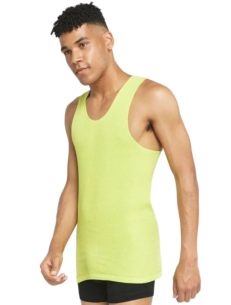 2 x Bonds X-Temp Fluro Yellow Mens Chesty Cotton Plain Singlet Tank Top