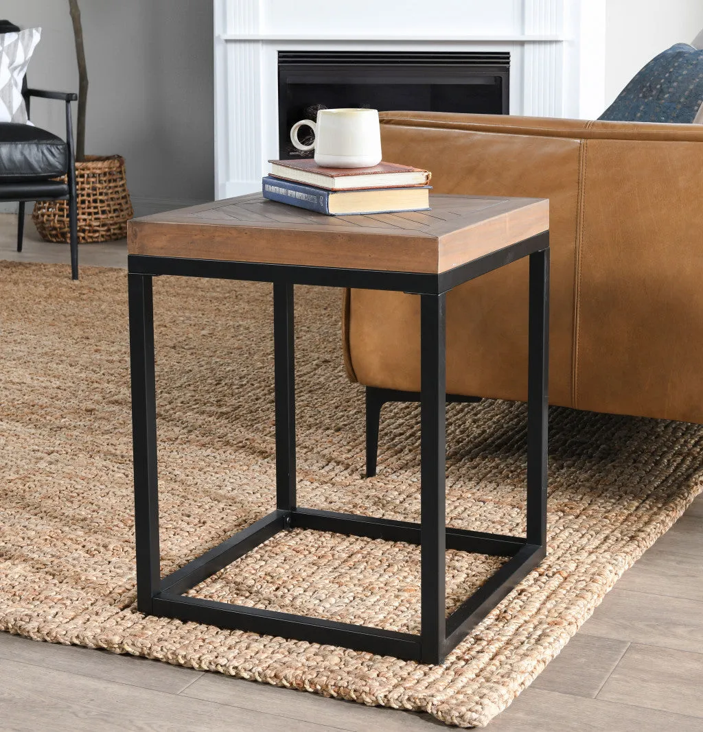 22" Black And Brown Solid Wood End Table By Homeroots