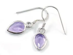 3 Carat Genuine Purple Pear Cut Amethyst 925 Sterling Silver Dangle Fine Earrings MXFE8004