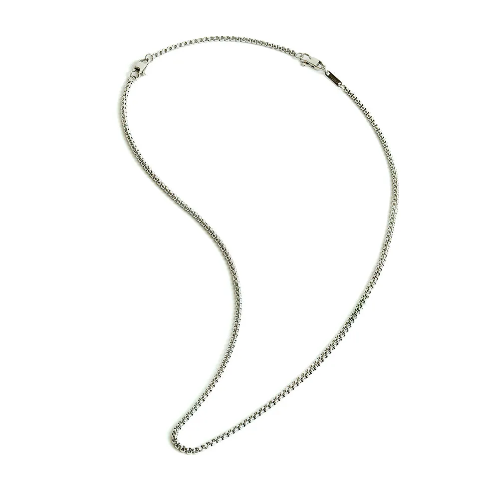 3mm box chain necklace with a silver-plated finish