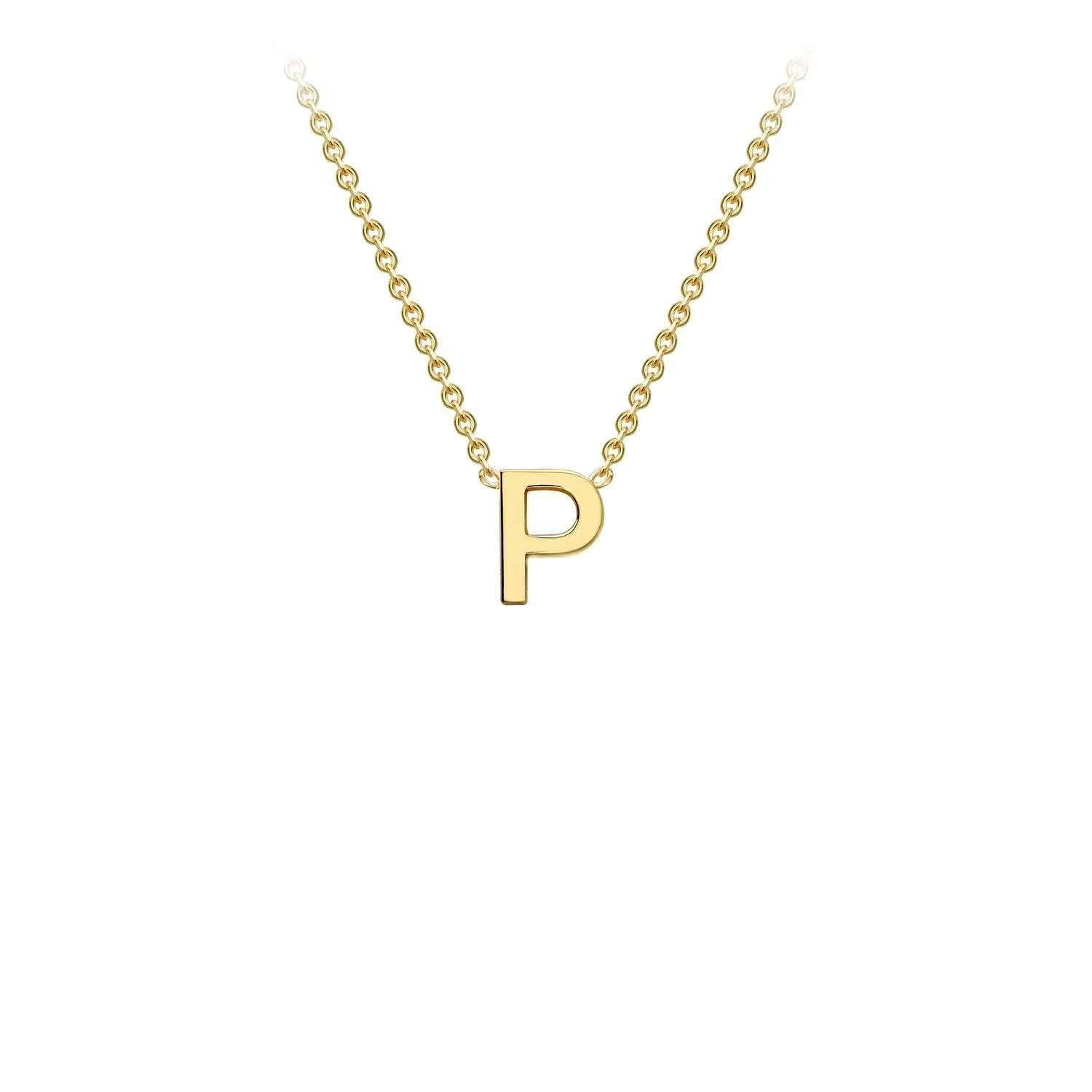 9K Yellow Gold 'P' Initial Adjustable Letter Necklace 38/43cm