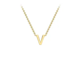 9K Yellow Gold 'V' Initial Adjustable Letter Necklace 38/43cm