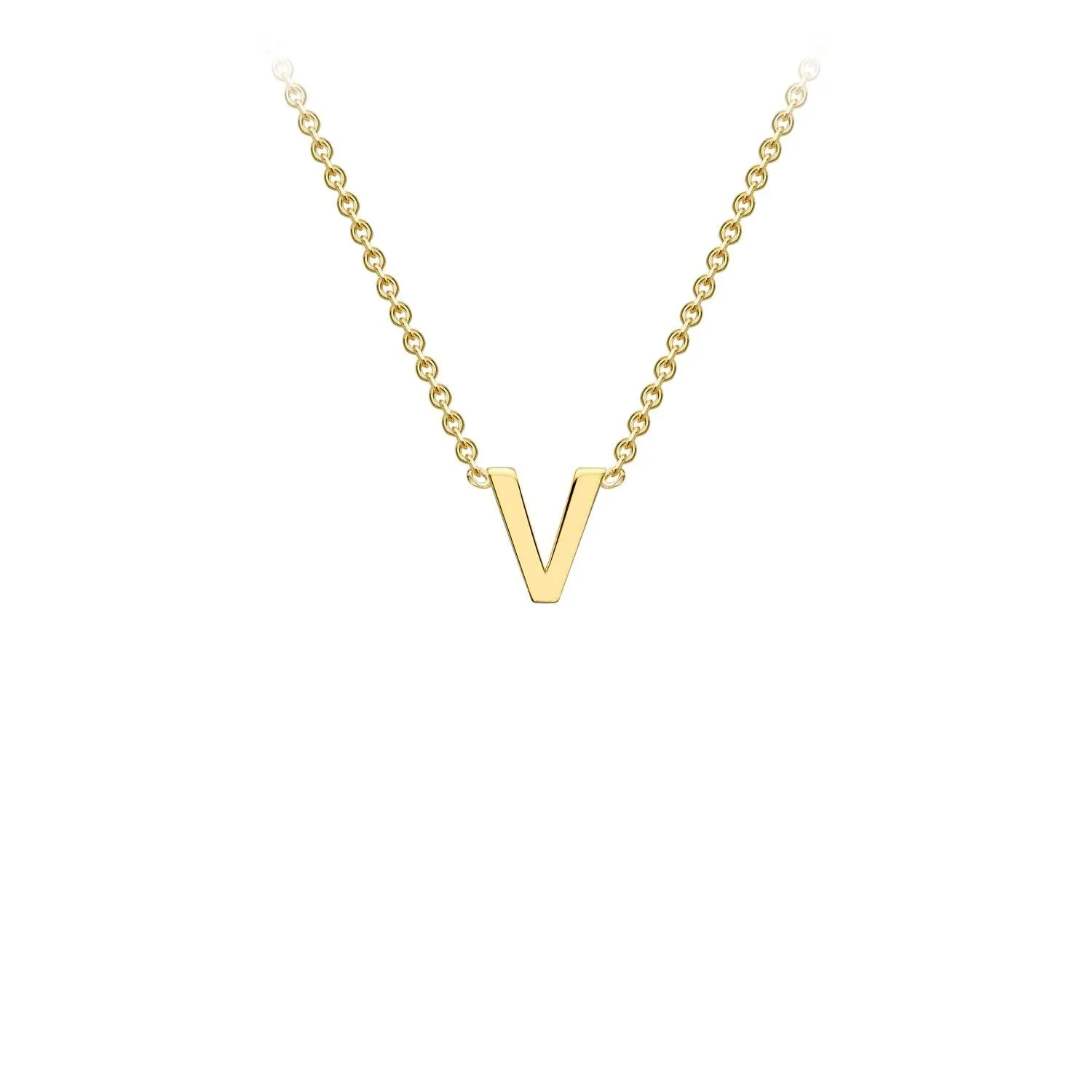 9K Yellow Gold 'V' Initial Adjustable Letter Necklace 38/43cm