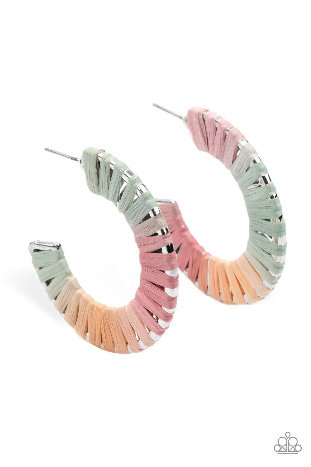 A Chance of RAINBOWS Multi Woven Hoop Earrings - Paparazzi Accessories