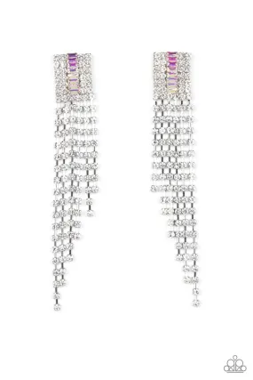 A-Lister Affirmations Multi Iridescent & White Rhinestone Earrings - Paparazzi Accessories