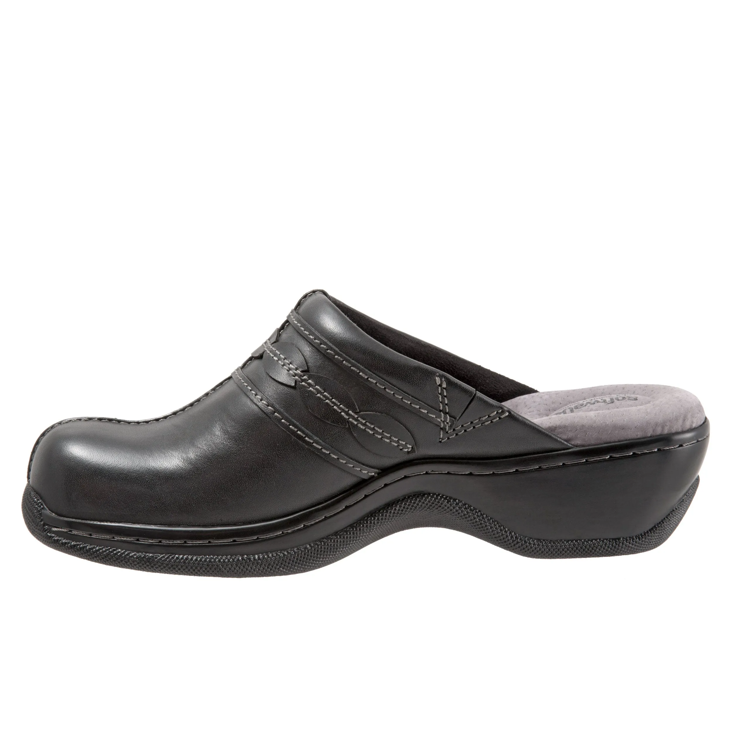 Abby Black Leather Clogs