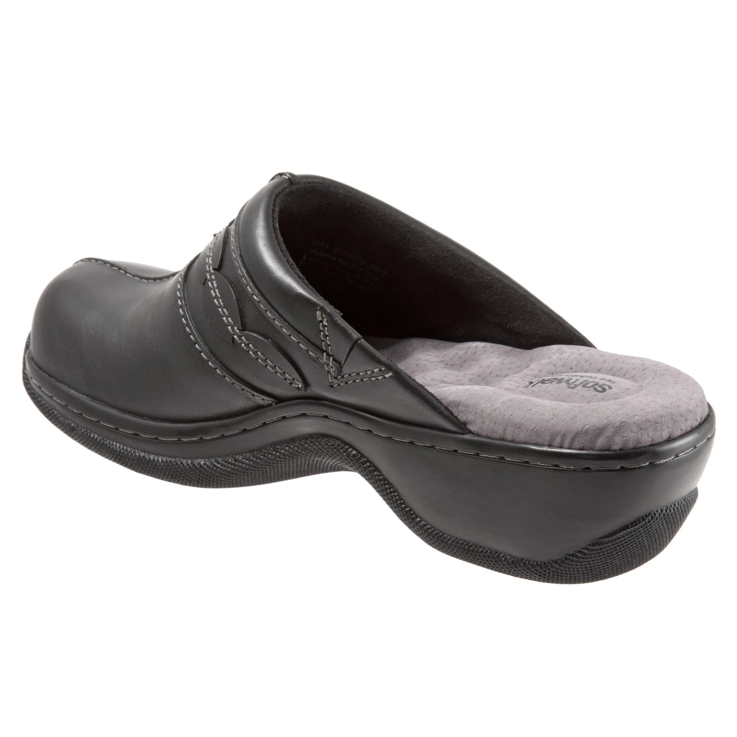 Abby Black Leather Clogs