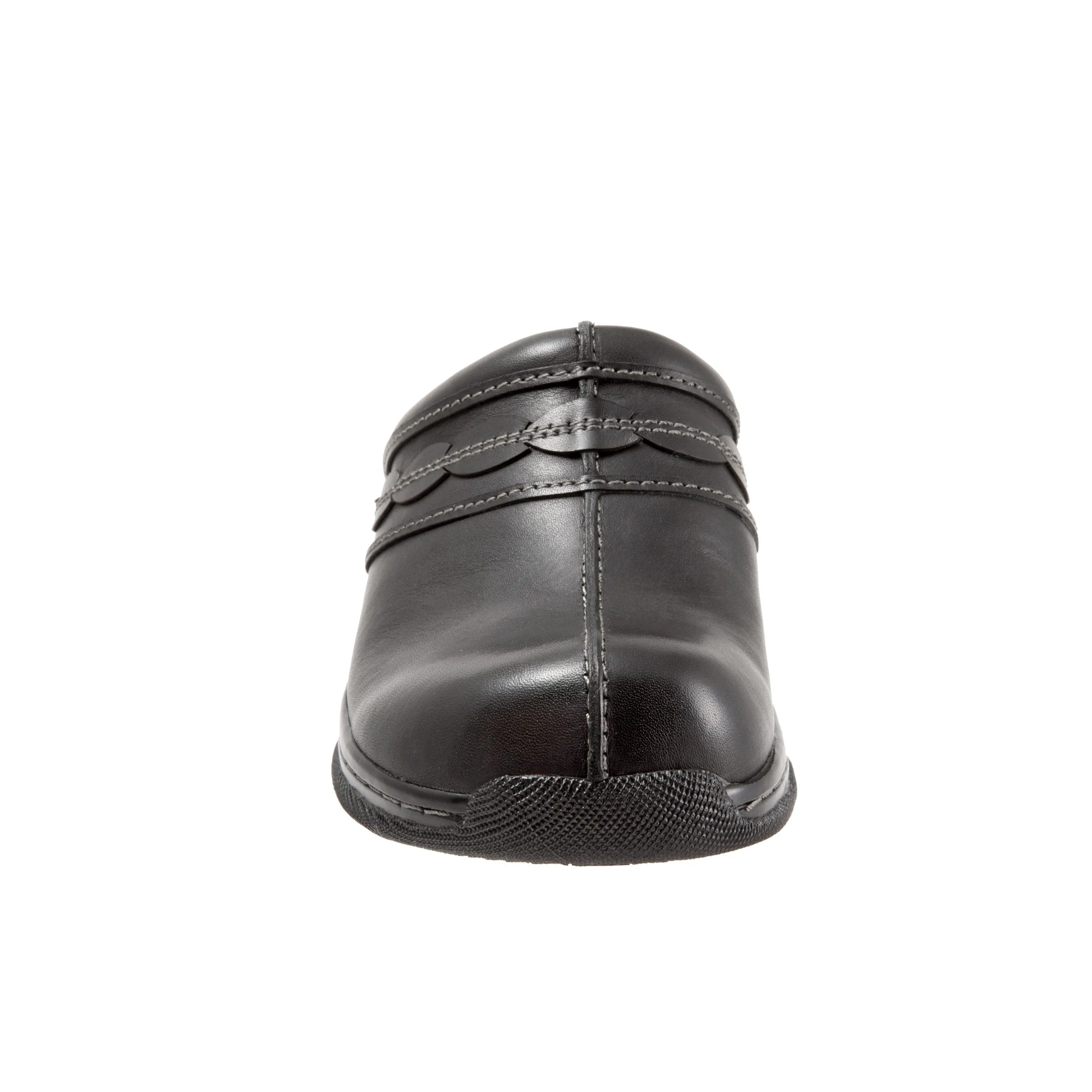 Abby Black Leather Clogs