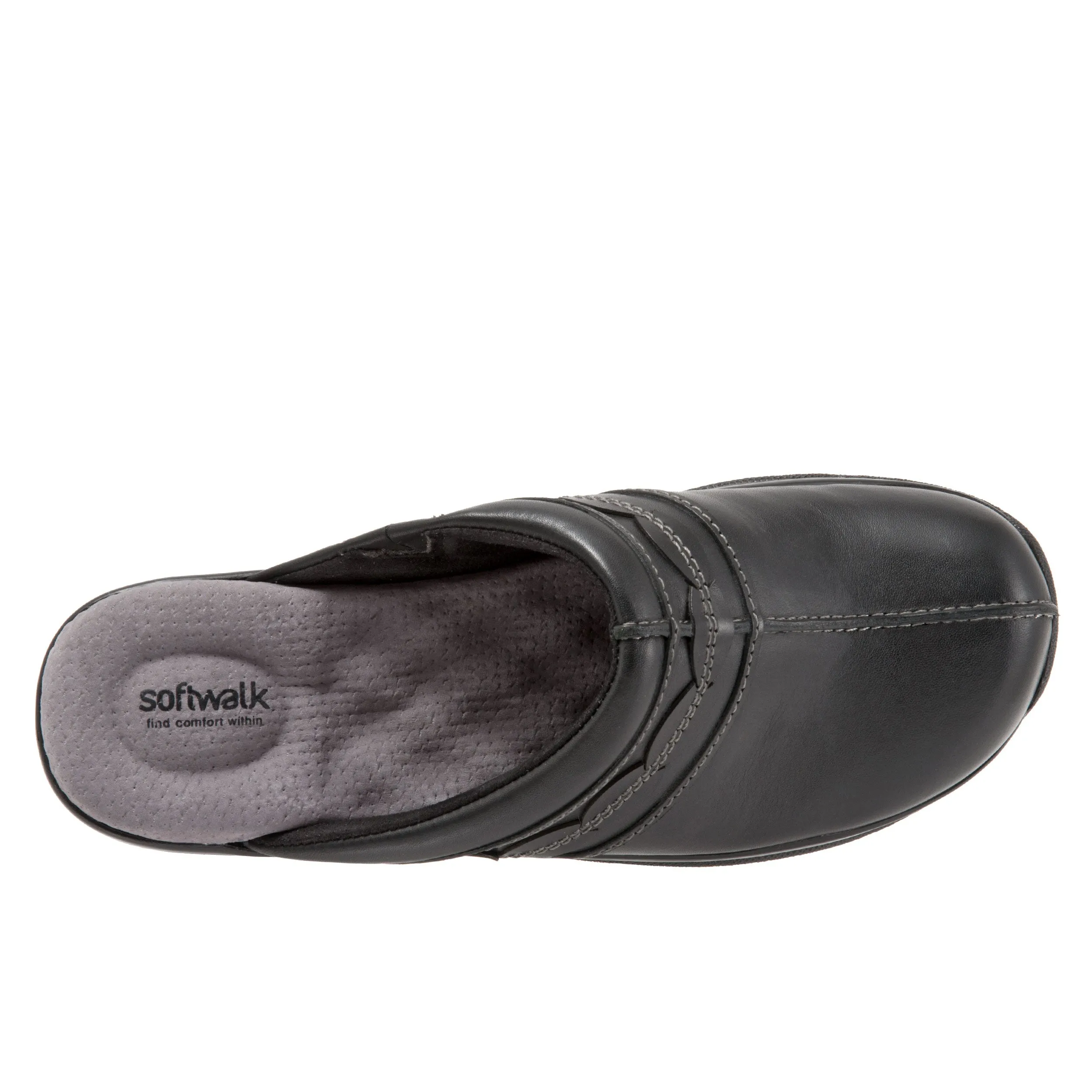 Abby Black Leather Clogs