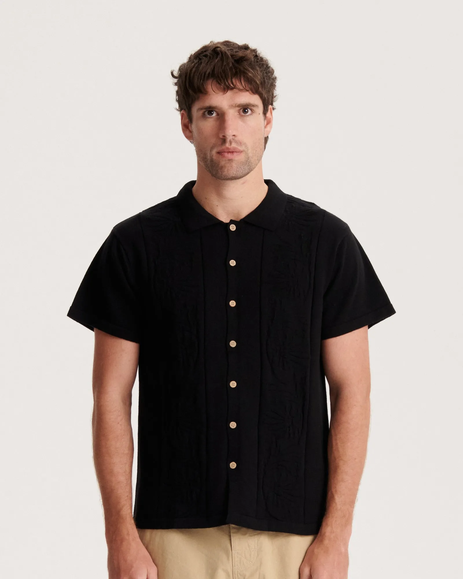 Access Knit Shirt  - Black