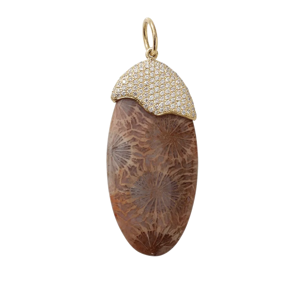 Agatized Coral Oval Pendant