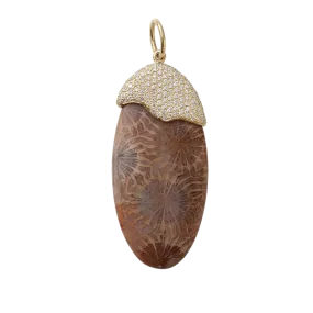 Agatized Coral Oval Pendant