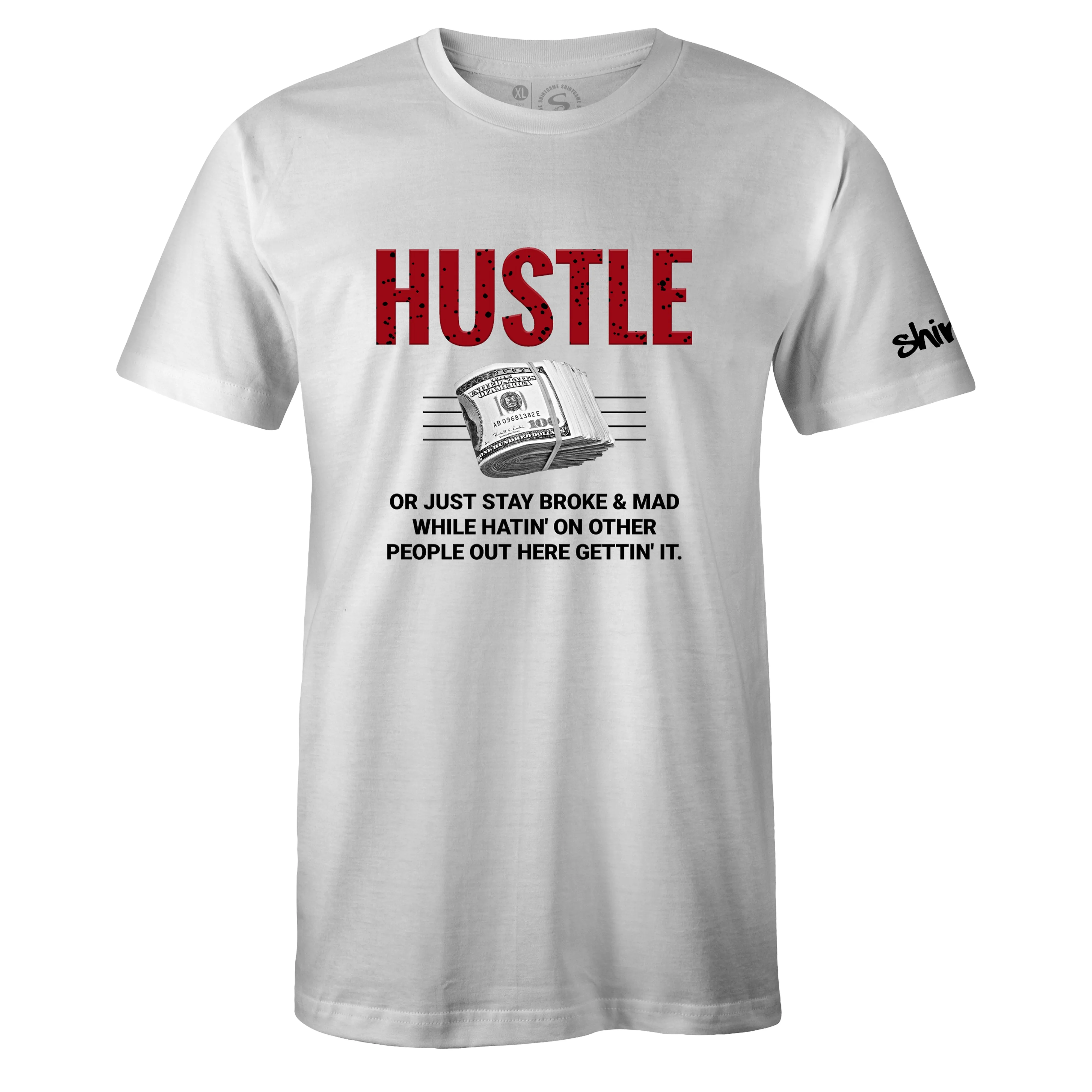 Air Jordan 4 Retro Red Cement Inspired White Crew Neck HUSTLE T-shirt