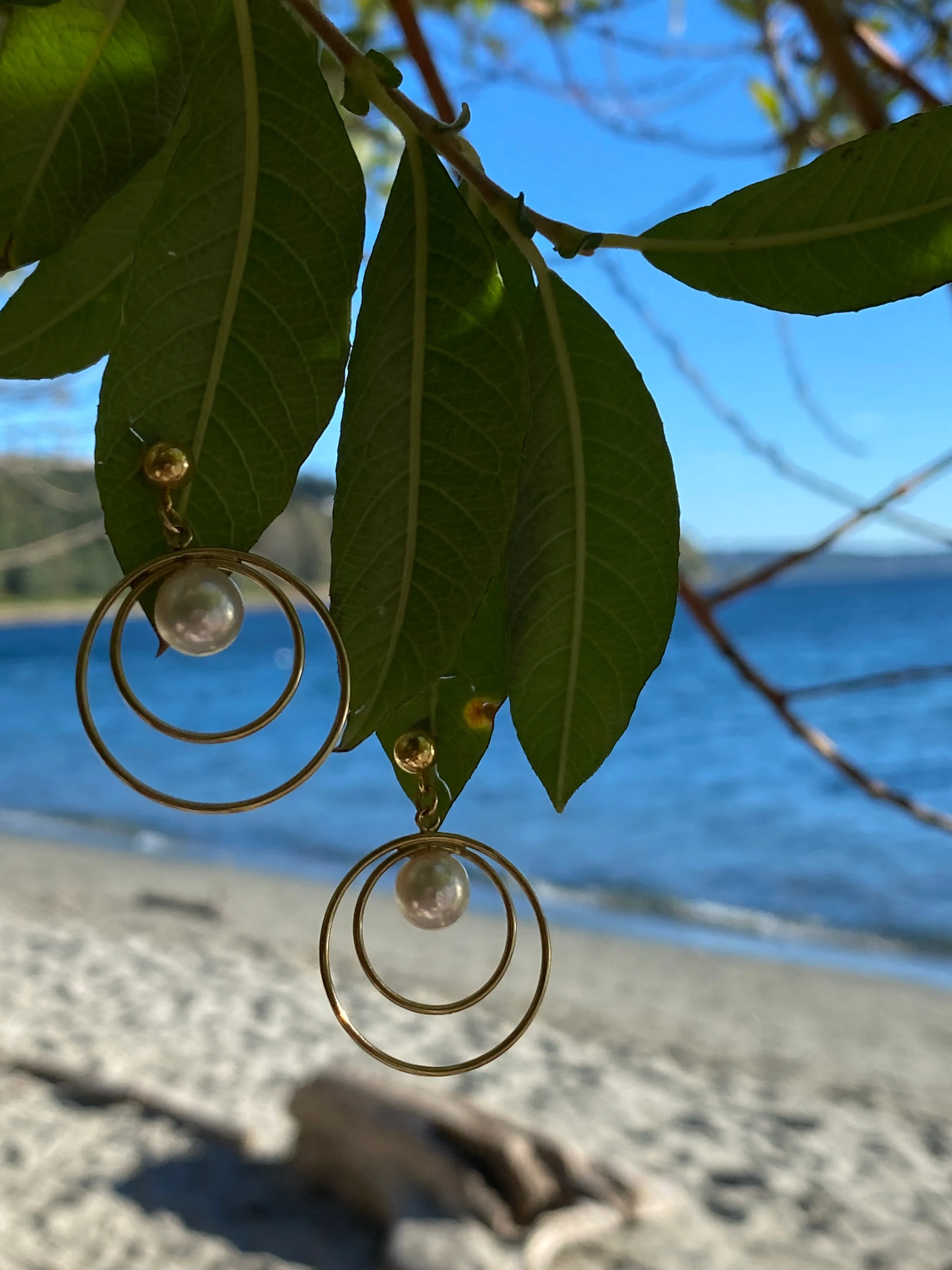 Akoya Pearl Fairy Hoop Earrings