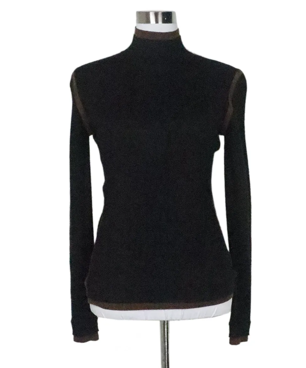 Akris Black & Brown Cashmere Turtleneck sz 8