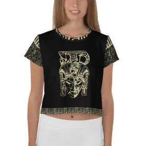 All-Over Print Crop Tee - Maya Hieratic Mask