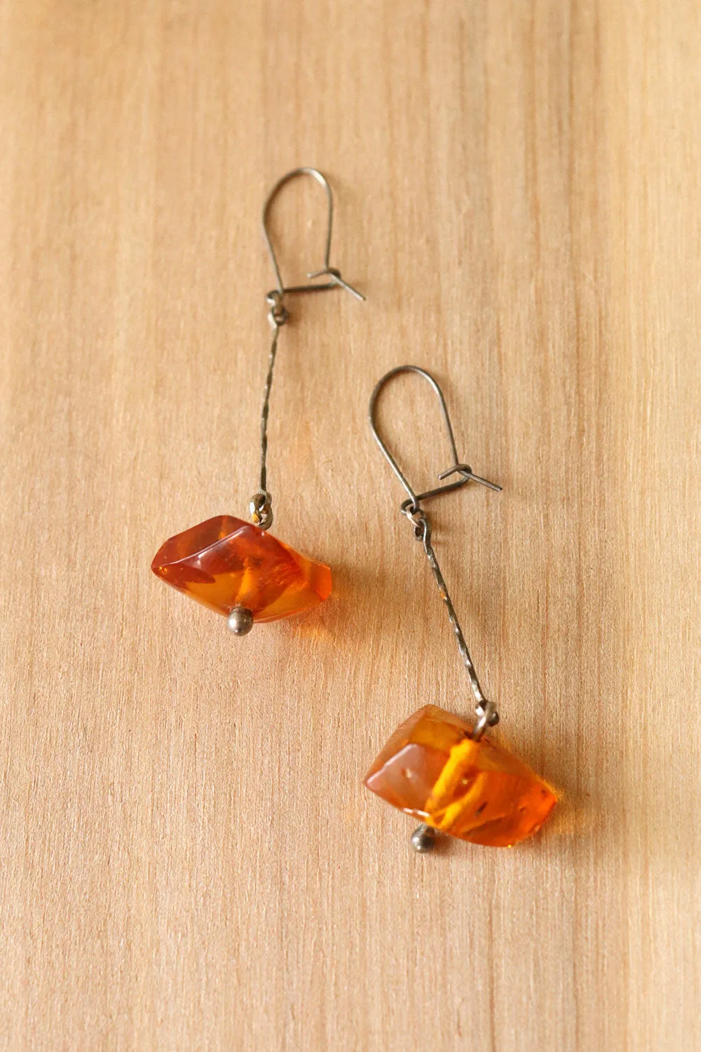 Amber Resin Drop Earrings