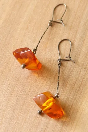 Amber Resin Drop Earrings