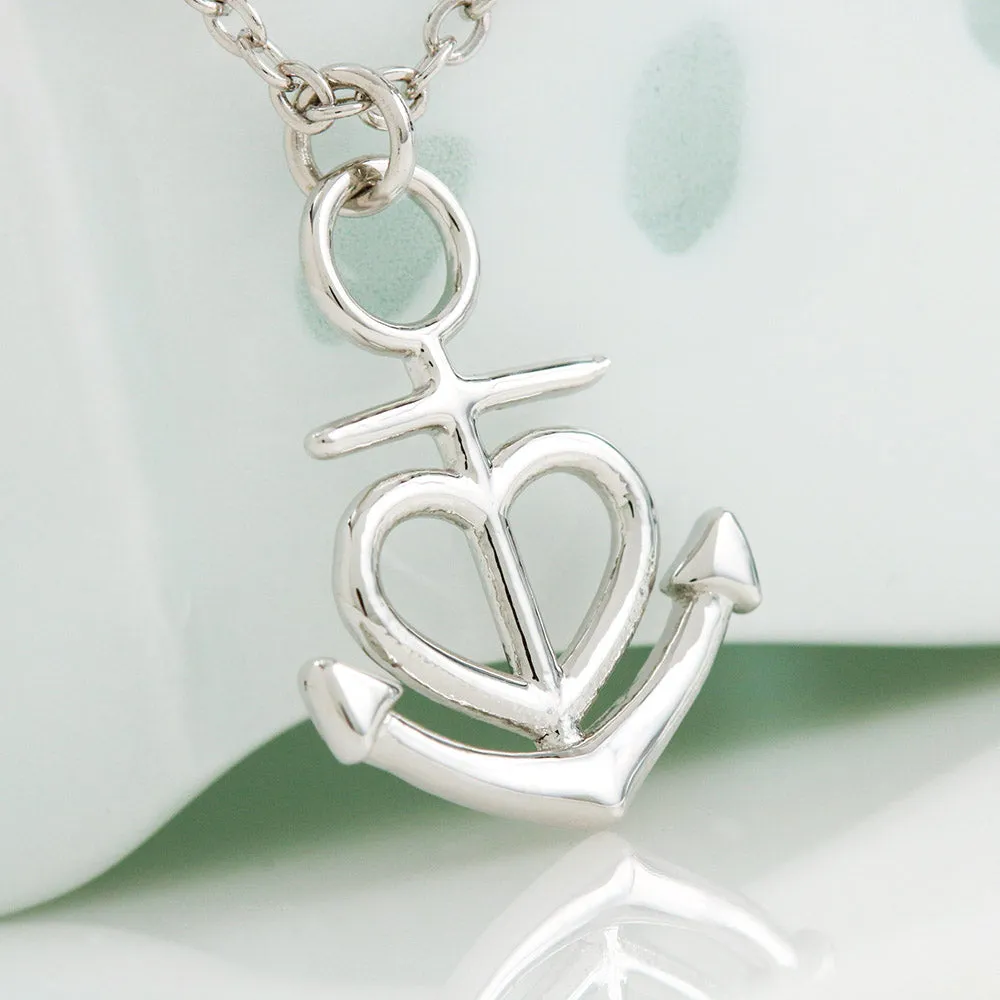 Anchor Heart Necklace With Husband To Wife "Together Everything" Message Card