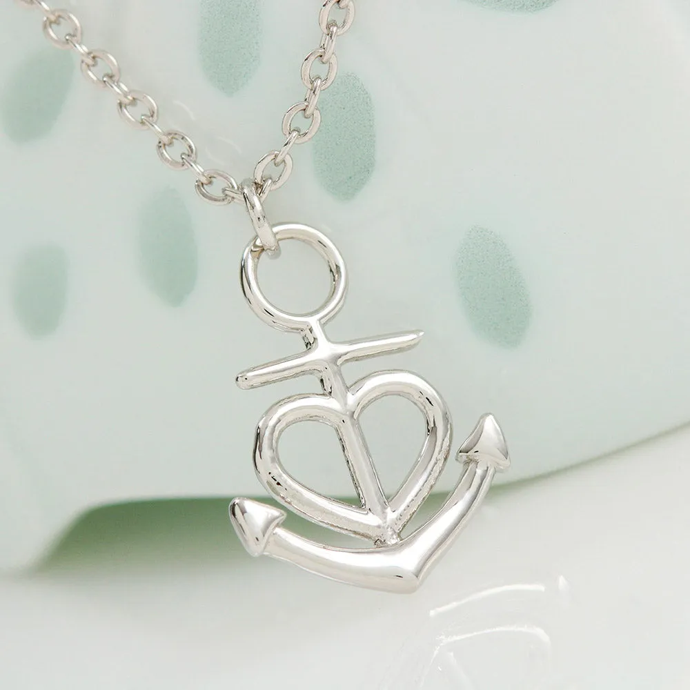 Anchor Heart Necklace With Husband To Wife "Together Everything" Message Card